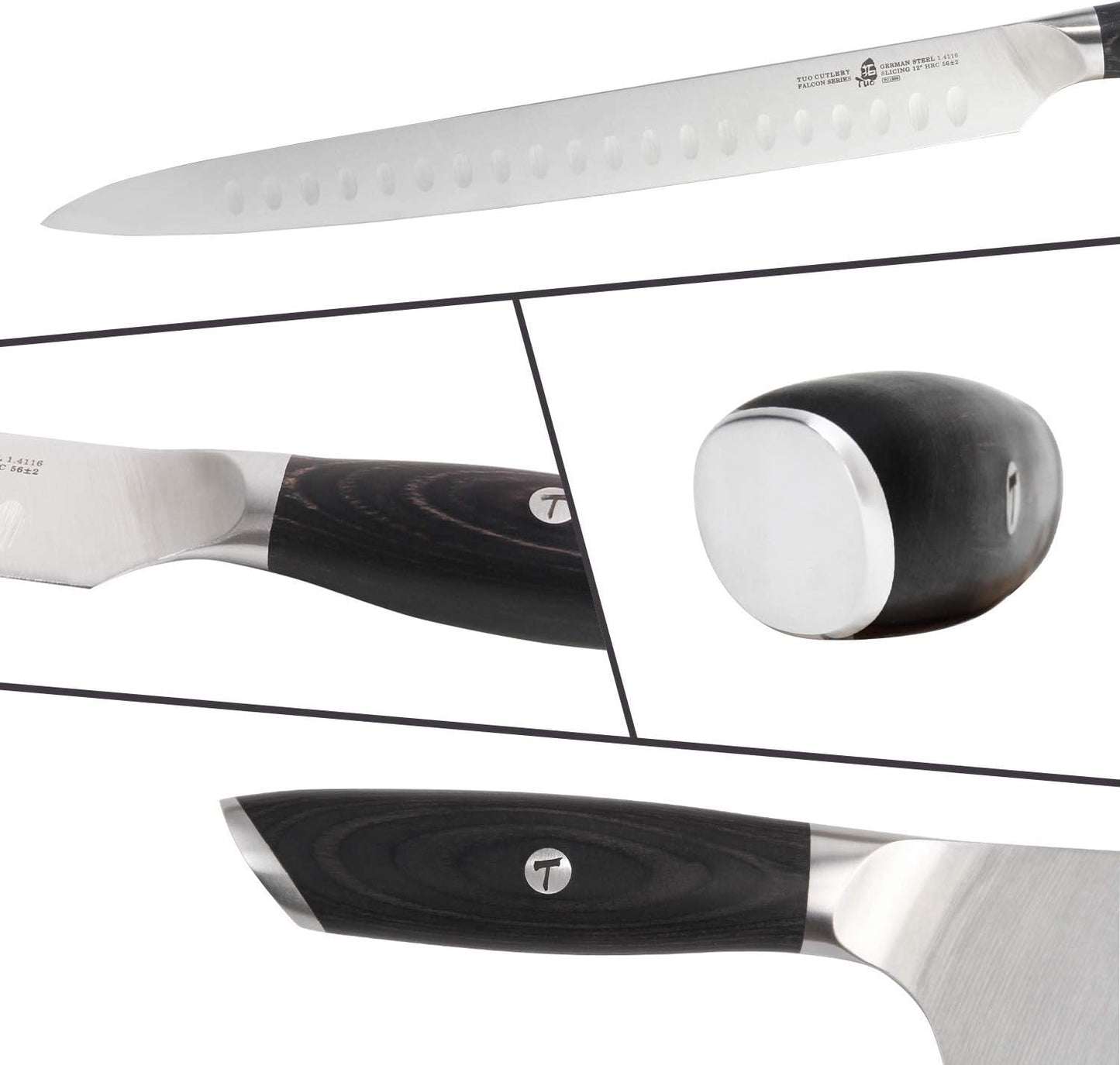TUO Turkey Brisket Knife, 12 Inch Slicing Knife, High Carbon 1.4116 German Steel, Ergonomic Pakkawood Handle with Gift Packaging - Falcon Series