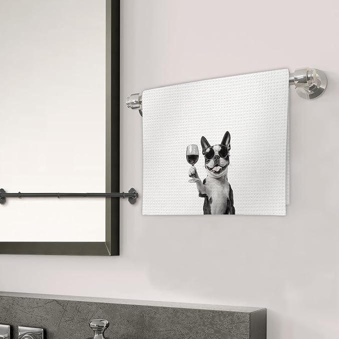 Boston Terrier Gifts Wine Dog Kitchen Towels, Gifts - Image 3