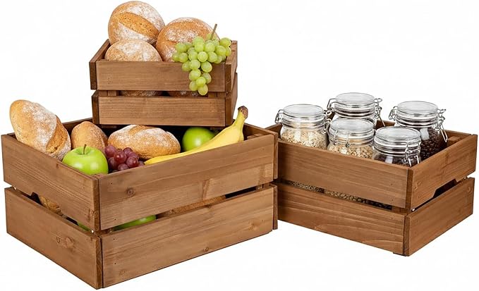 Set of 3 Rustic Wooden Storage Crates by Oairse