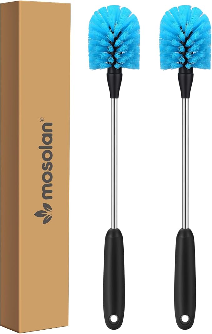 MOSOLAN Stainless Steel Water Bottle Brush, Long Handle Scrubbing Brush by mosolan