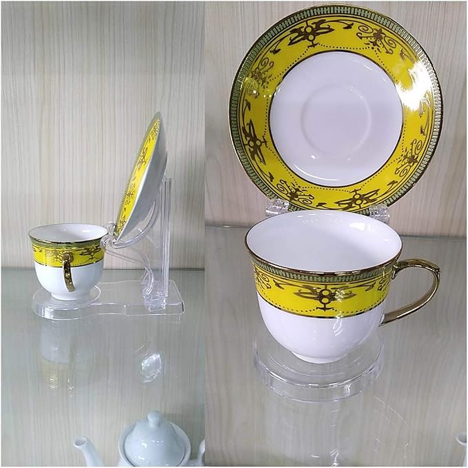 Hipiwe Acrylic Tea Cup Saucer Display Stands Clear Dinnerware Display Easel - Image 6