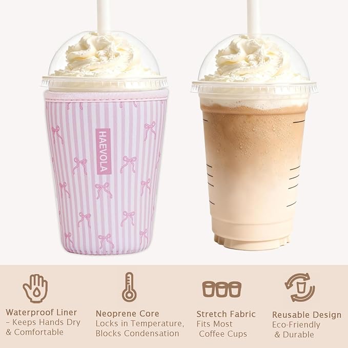 Reusable Insulated Neoprene Iced Coffee Cup Sleeve, Durable Drink Sleeve - Image 6