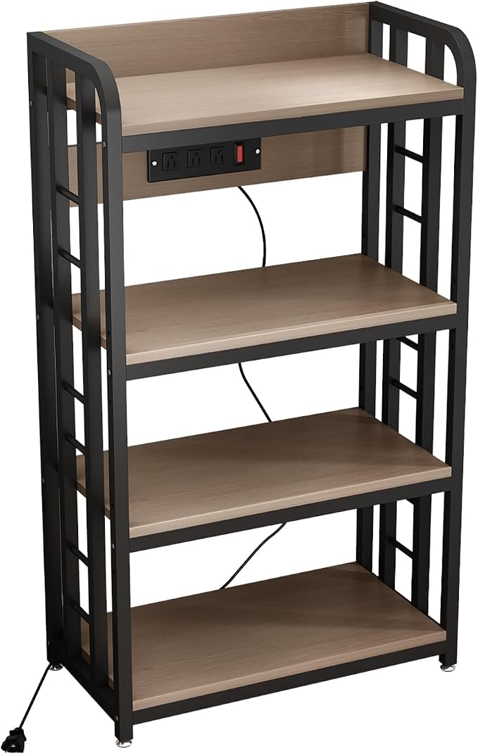 SIREDEEP Bakers Rack with Power Outlet ，4-Tier Kitchen Baker's Rack, Microwave - Image 3
