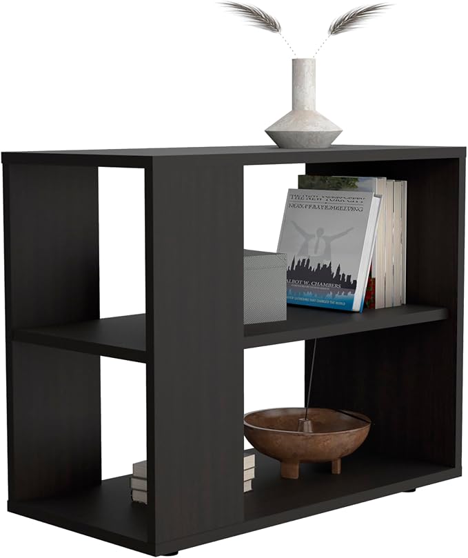 Wenge End Table with Open Shelves, 23.6 Inch Wide Side Table - Image 4