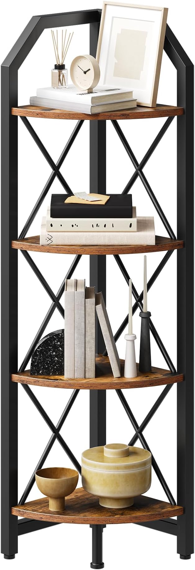 CHOEZON 47.6" Corner Shelf, 4-Tier Industrial Corner Bookshelf, Corner Storage - Image 7