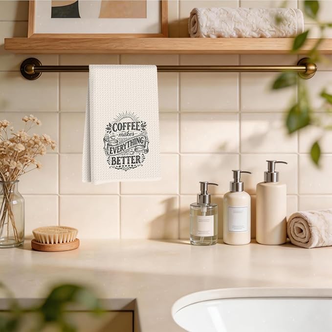 Coffee Makes Everything Better Kitchen Towels, Coffee Lover Gifts Reusable Dish - Image 4