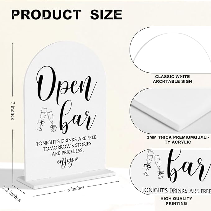 Open Bar Sign Wedding Signage Minimalist Style Bar Sign - Image 3