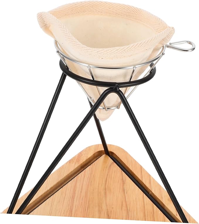 1Set Coffee Drip Rack Set with Stainless Steel Funnel Reusable Filter Cloth - Image 3
