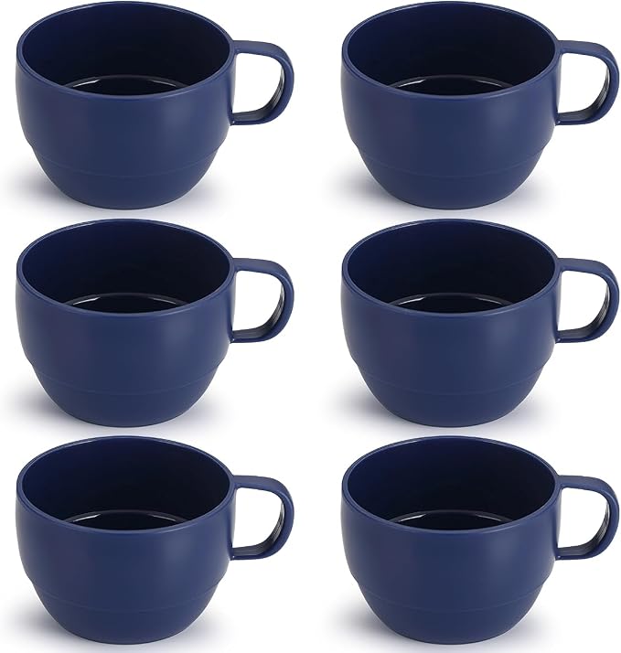 Coffee Mugs Set of 6, Coffee Cups 12oz, Durable Light Weight Plastic Mugs by ReaNea