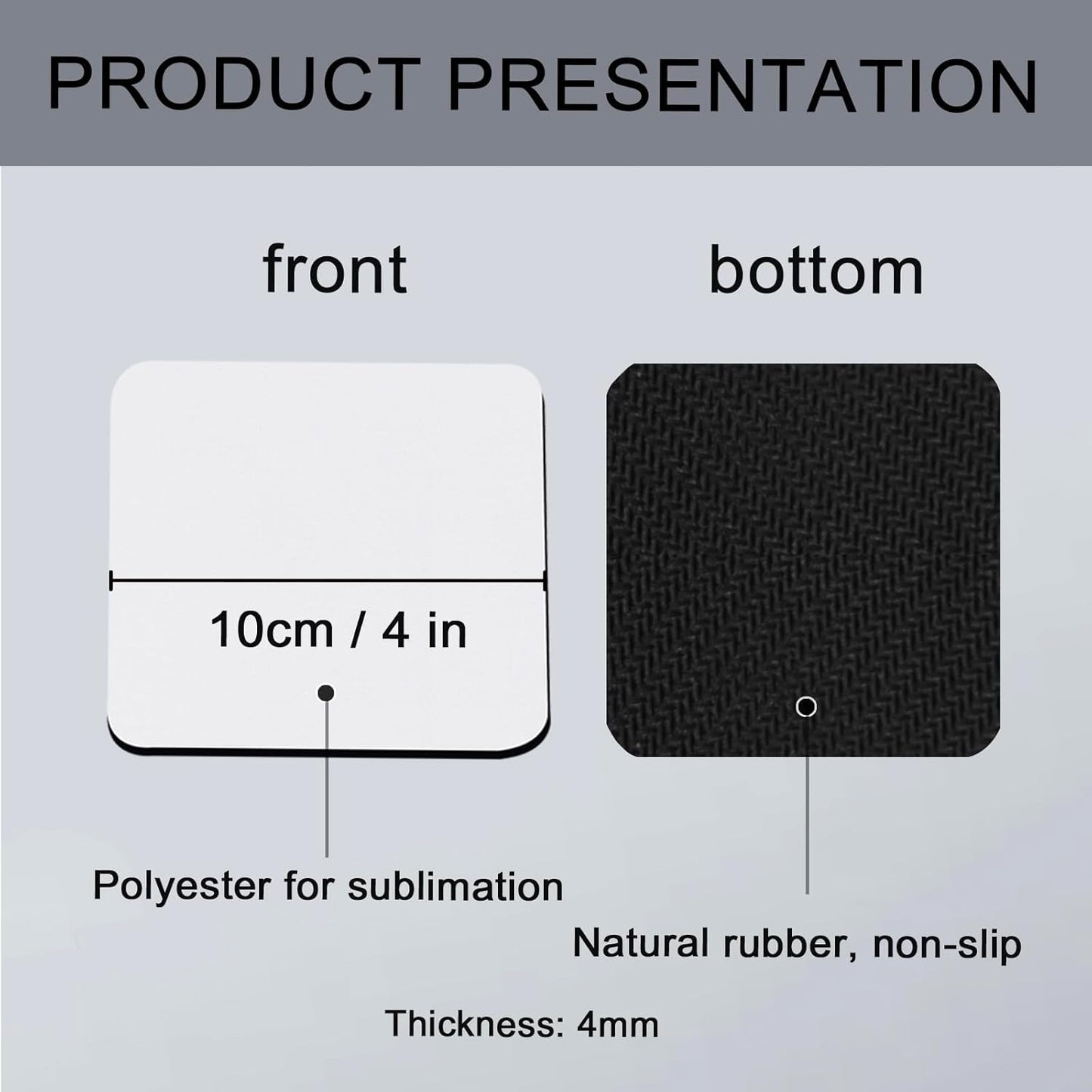 50 PCS Sublimation Blank Cup Coasters Bulk, 4x4 Inch Square Blank Cup Mat Rubber for Sublimation Transfer Heat Press Printing DIY Crafts