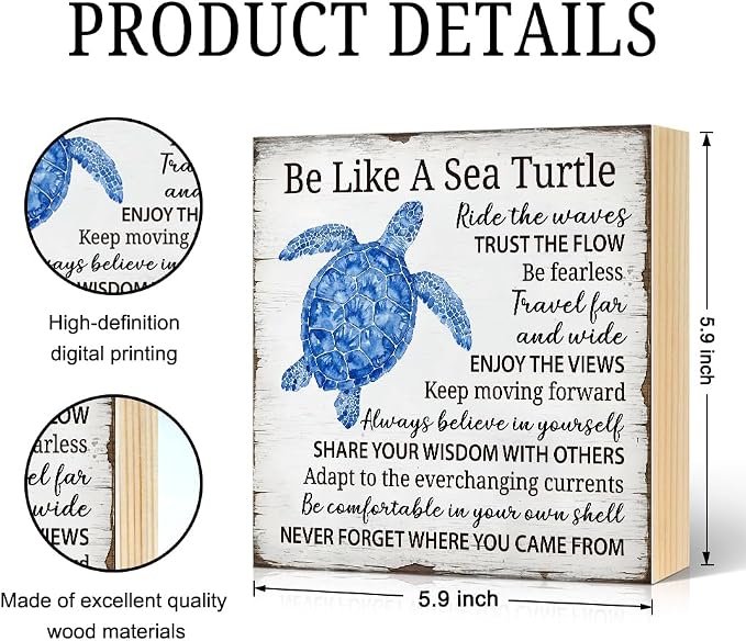 Be Like A Sea Turtle Wood Block Plaque Box Sign - Image 2
