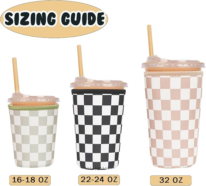 Reusable Insulated Neoprene Iced Coffee Cup Sleeve, Durable Drink Sleeve - Image 4