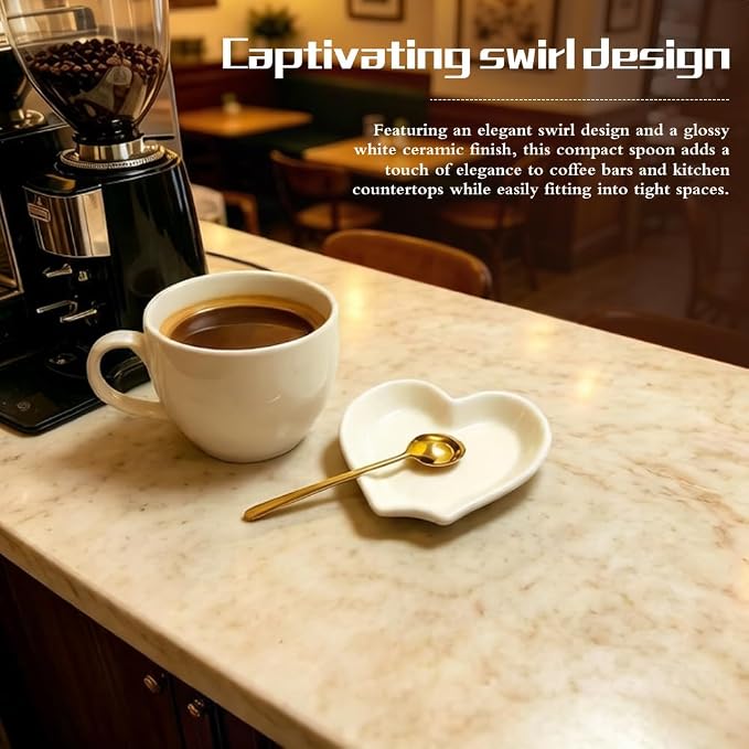 Coffee Spoon Rest White Ceramiccoffee Spoon Holder Cute Coffee Bar And Corner - Image 2