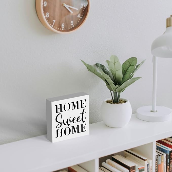 Home Sweet Home Rustic Farmhouse Style Wood Sign Art 5 x 5 Inch Wooden Box - Image 6