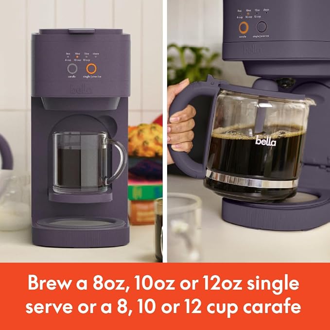 BELLA VersaBrew 2-in1 Coffee Maker, K-Cup compatible, Brew 3 Sizes Carafes & - Image 3