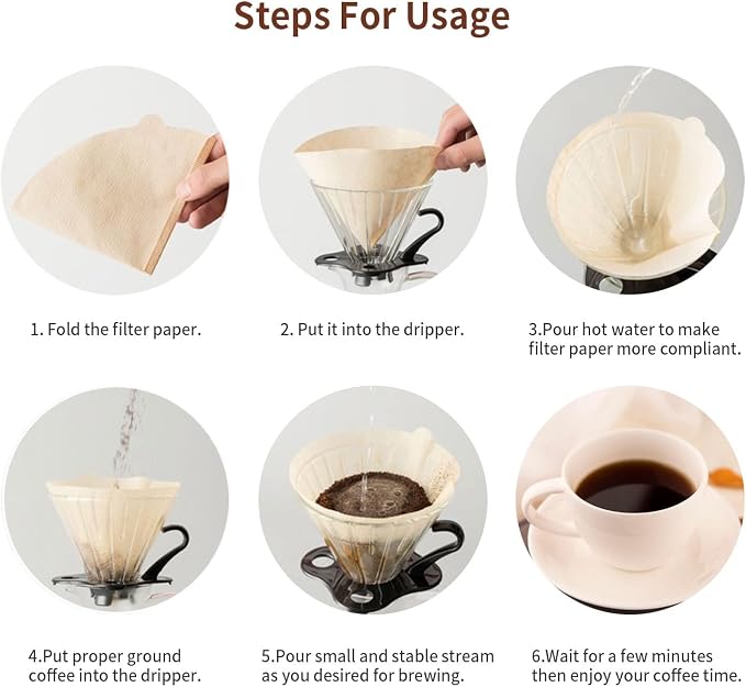 Clinuse Cone Coffee Filters #2, Disposable Natural Paper Filters 2-4 Cup - Image 4