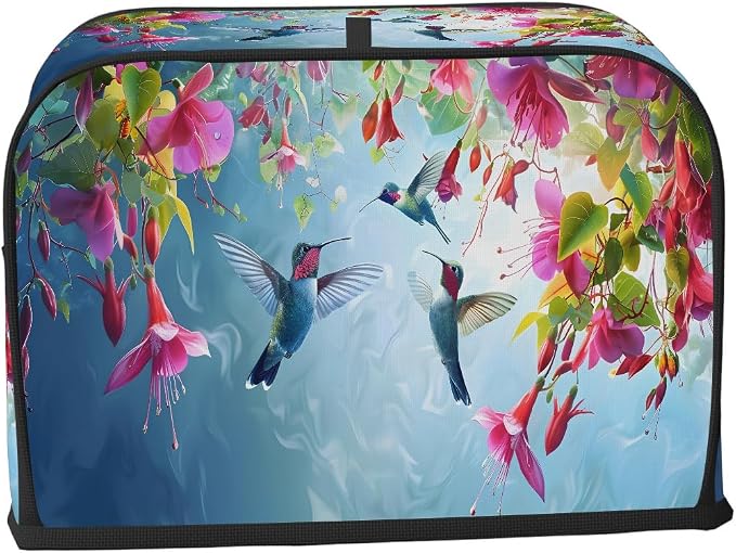 Tropical Flower Hummingbird Toaster Cover 4 Slice Wide Slot Washable Appliance - Image 2