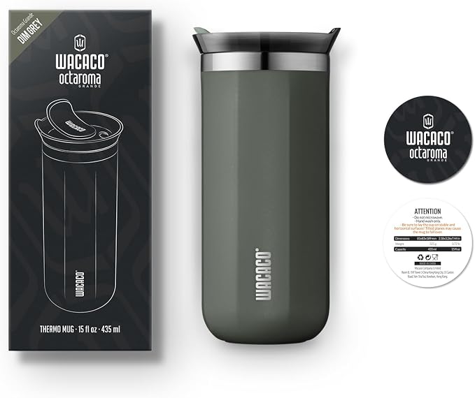 WACACO Octaroma Grande Vacuum Insulated Coffee Mug, 15 fl oz, Double-wall - Image 8