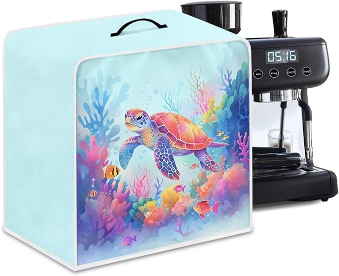 Coffee Machine Covers with Top Handle Turtle Print Washable Dust Fingerprint by Kathyboom