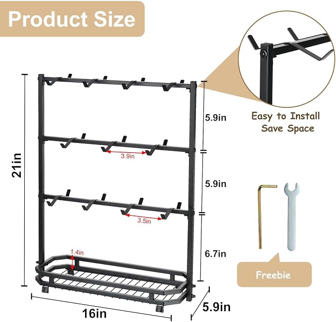 Coffee Mug Holder for Countertop, 22 Hooks 3 Tier Mug Tree Holder Rack - Image 2