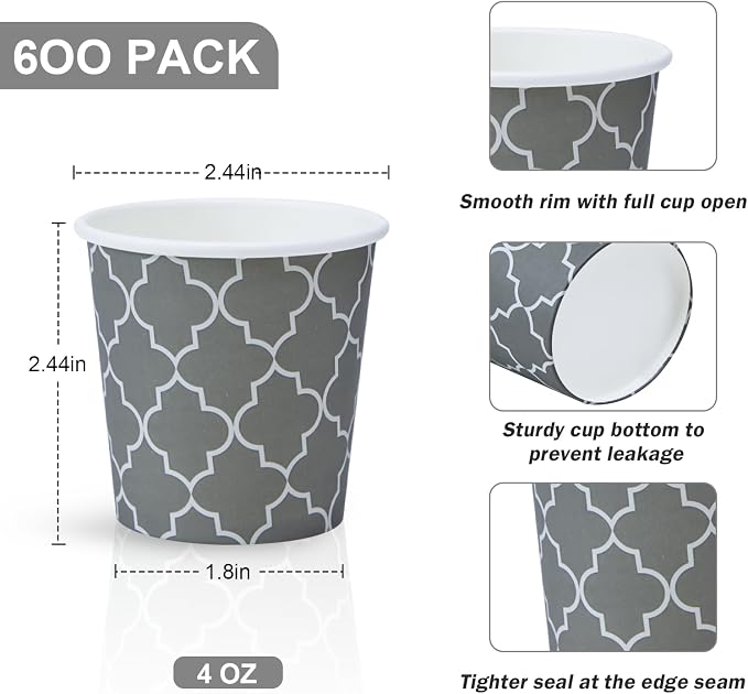 Lamosi 600 Pack 4 oz Paper Cups, Disposable Paper Coffee Cup, Small Espresso - Image 2