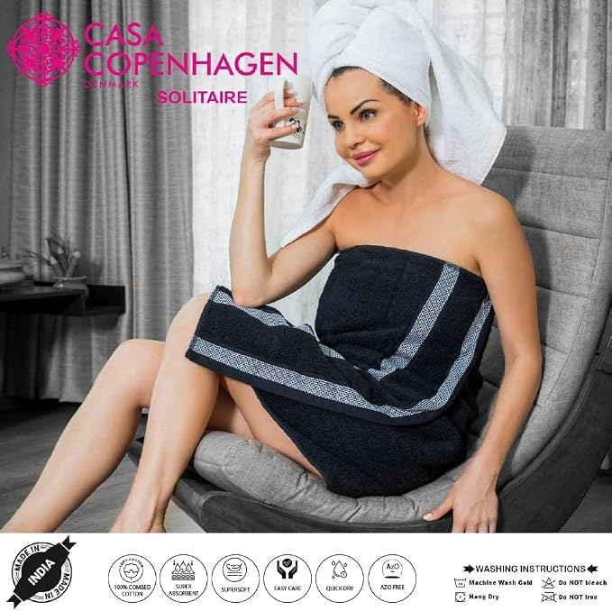 CASA COPENHAGEN Solitaire 6 Pieces Towel Set- Teal Blue, 600 GSM 2 Bath Towel 2 - Image 6