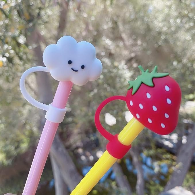 Silicone 2PCS Straw Tips Cover Reusable Drinking Straw Tips Lids/Plugs Anti-dust - Image 3