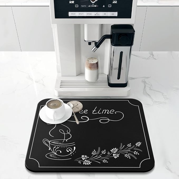 Coffee Mat - Flowers and Plants Absorbent Drying Mat - Waterproof Kitchen - Image 2