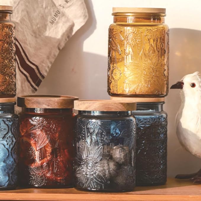 ANSQU 4-Pack Vintage Glass Canisters, 23.7 Fl oz Candy Jars - Image 5