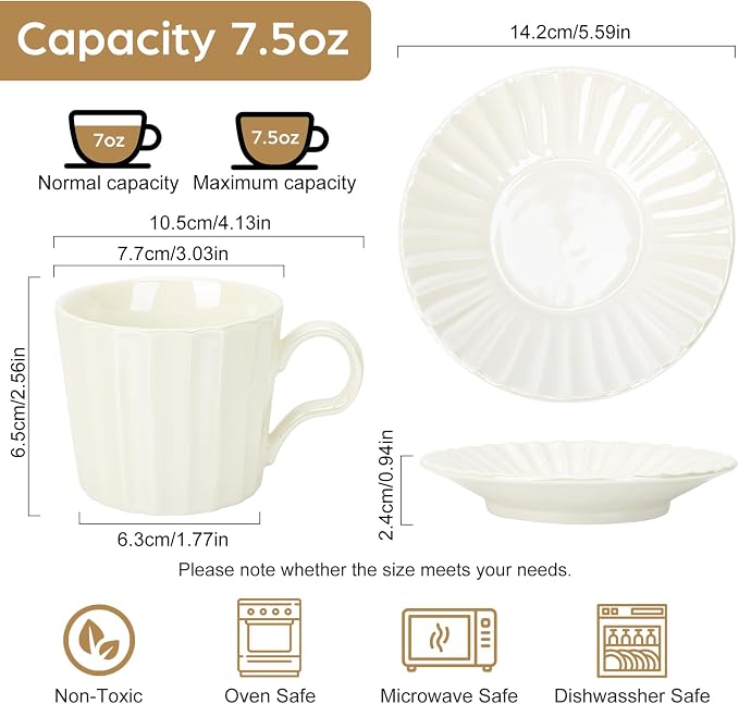 Ceramic Coffee Cup, 8 oz Cappuccino Cups - Image 3