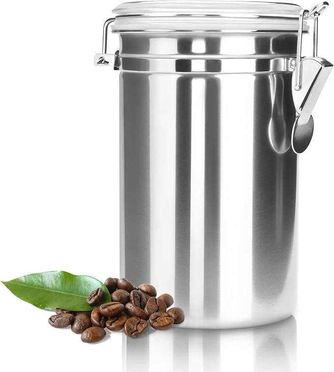 Stainless Steel Coffee Canisters by Unknown