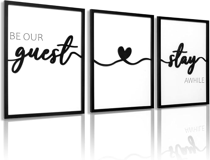 3D Wood Be Our Guest Wall Art, Framed Guest Room Wall Decor by KIOSSUT