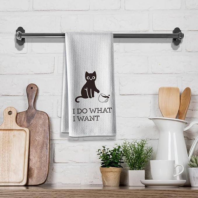 Funny Kitchen Towels, Cat Themed Dishcloth Dish Napkin Décor, 16 x 24Inch - Image 3