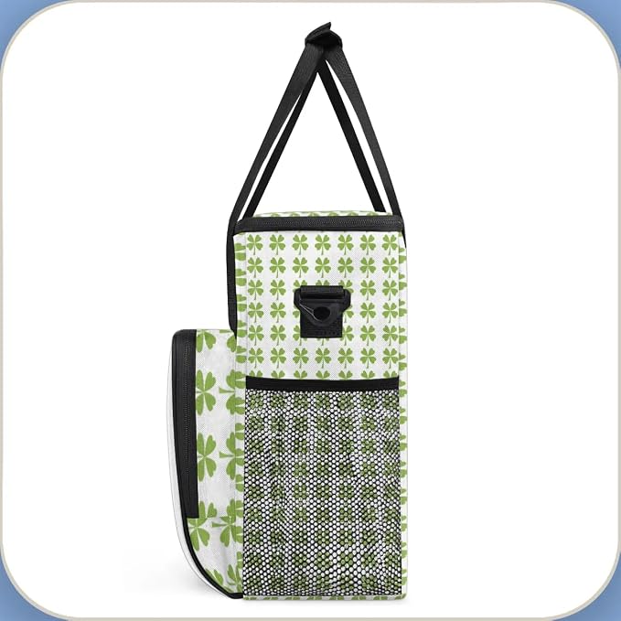 St Patrick's Day Plaid Four Leaf Clover Coffee Maker Carring Bag Travel Tote - Image 4