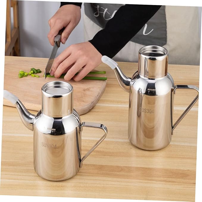 Garneck 1pc Stainless Steel Oil Dispenser Pot Practical Kitchen Oil Bottle - Image 7