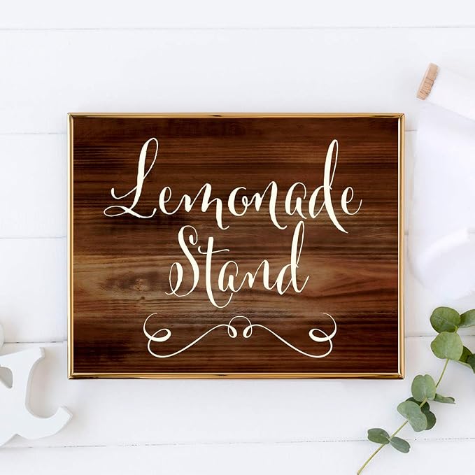 Andaz Press Wedding Party Signs, Rustic Wood Print, 8.5x11-inch, Lemonade Stand - Image 2