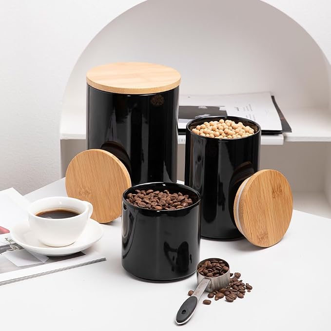 Sweejar Ceramic canisters for kitchen counter, Stackable Food Containers Set - Image 4