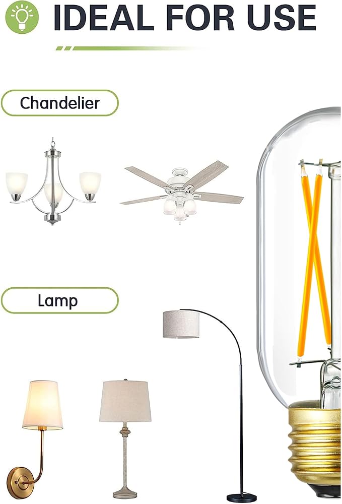 LEOOLS T14 LED Bulb, 6W E26 LED Bulb Dimmable Equivalent E26 Bulb 60 Watt - Image 3