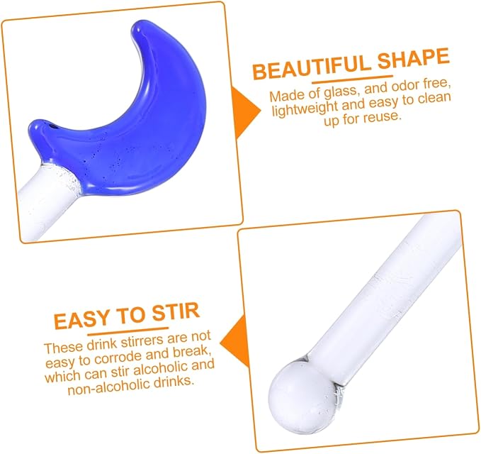 ABOOFAN 5pcs Reusable Cocktail Drink Stirrers Moon Pattern Sticks - Image 7