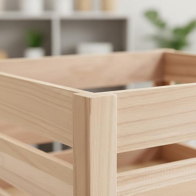Wooden Storage Crate Sturdy Plant Holder Crate Decorative Slatted Wood Box - Image 2