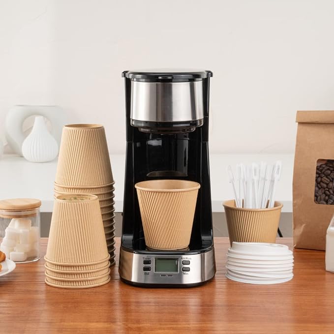 Restaurantware 8 Ounce Paper Coffee Cups, 25 Ripple Disposable Paper Cups - Image 3