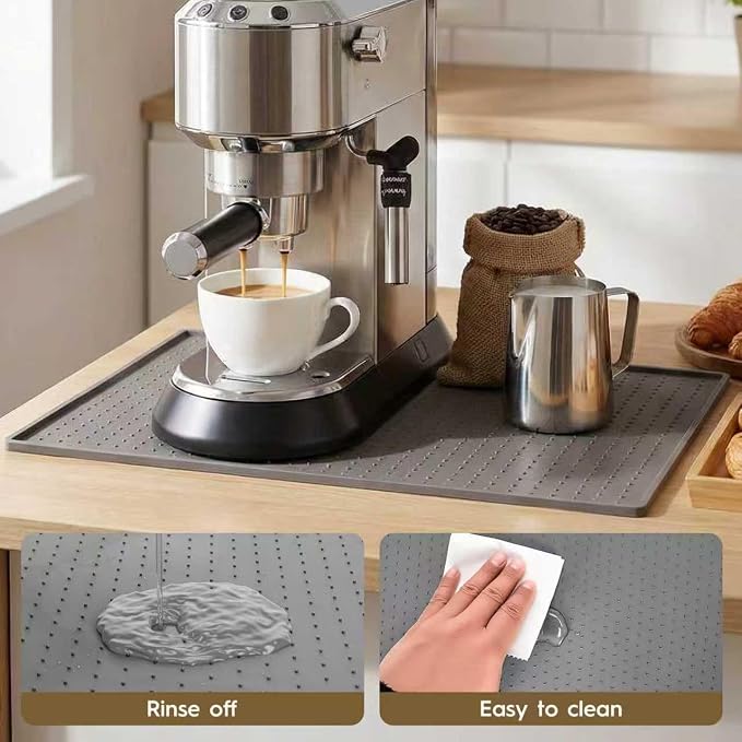 Coffee Mat with Raised Edges, 11.5”x18.6” Silicone Bar Mats - Image 6