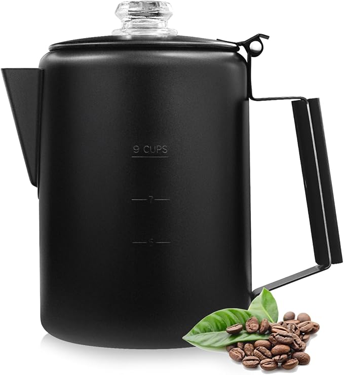 MEREZA Coffee Percolator Stovetop Camping Coffee Pot Stainless Steel 9 CUP by MEREZA