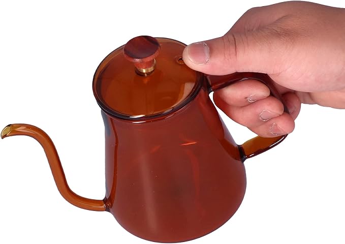 Glass Coffee Kettle, High Borosilicate Crystal Clear Gooseneck Spout, 350ml - Image 5