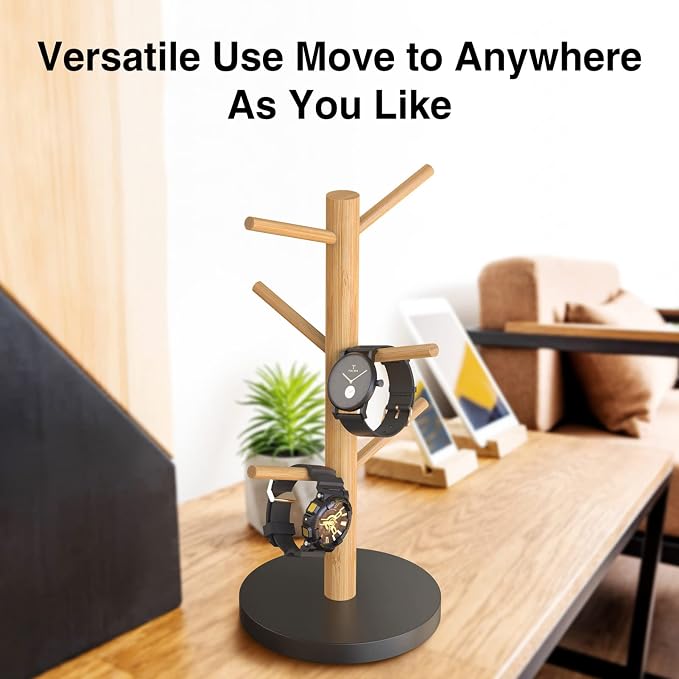 Wisuce Bamboo Mug Holder Tree, Thicker Base Coffee Cup Holder Stand - Image 5