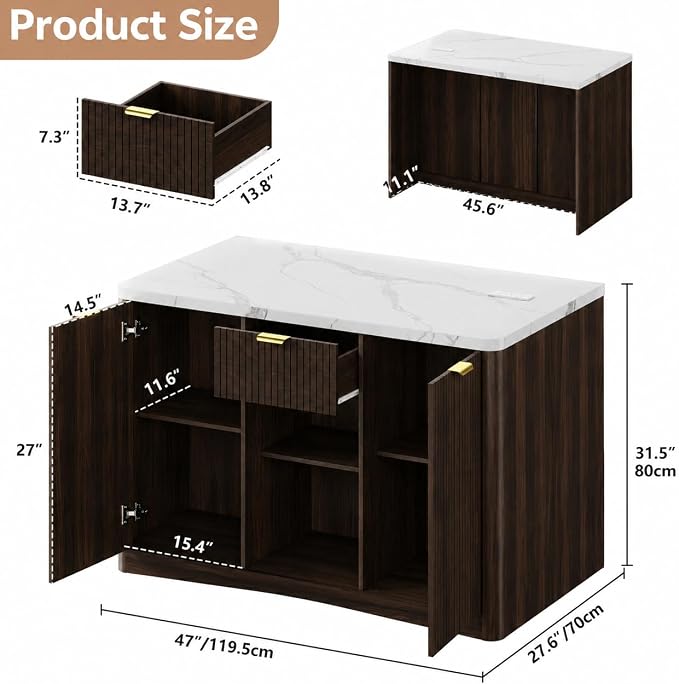 Marble Top Kitchen Island - Image 6