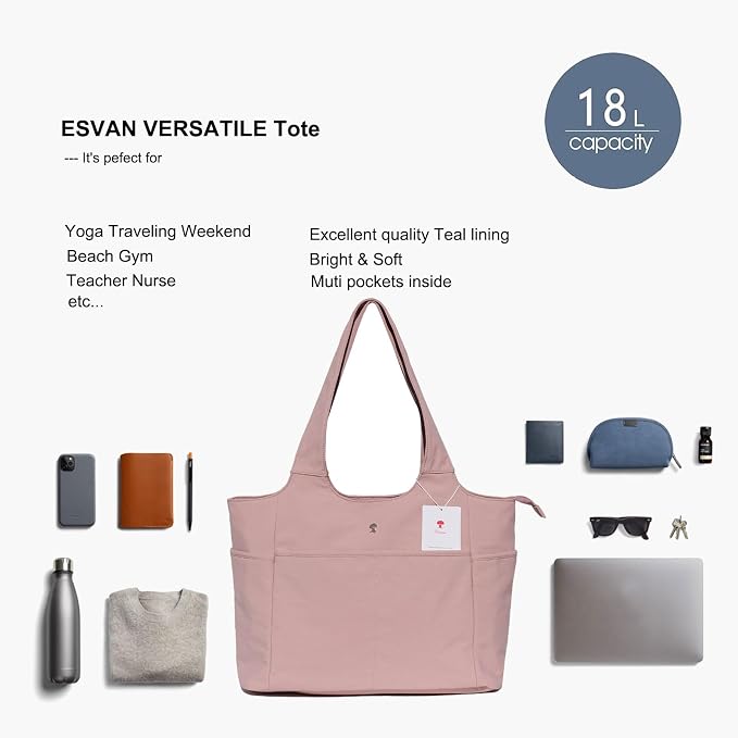 ESVAN Yoga Tote Bag Mat bag Women Shoulder Bags Carryall Tote - Image 4