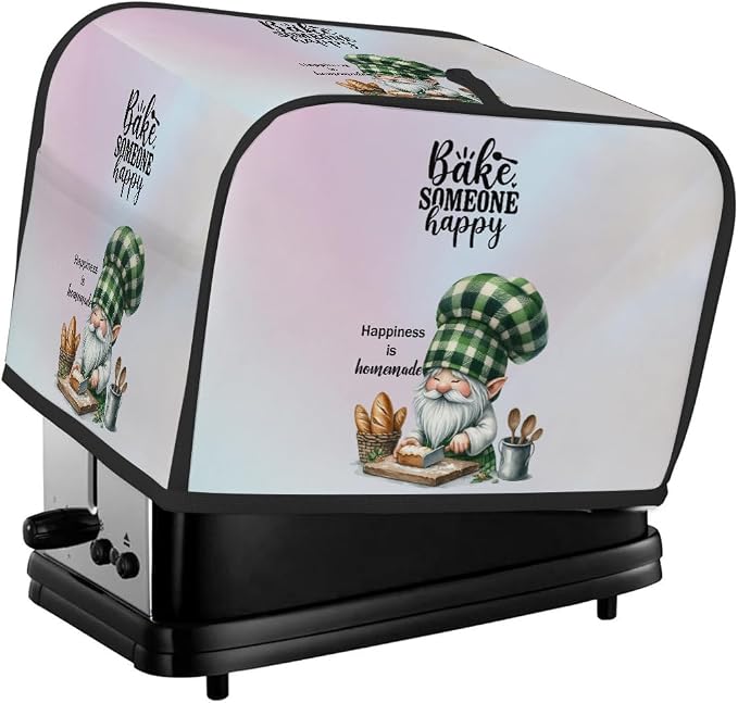 Chef Dwarf Green Hat Cake Toaster Cover 2 Slice Wide Slot Washable Appliance by cfpolar