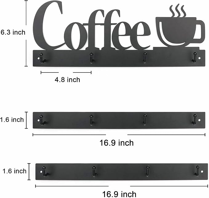 HULISEN Coffee Mug Wall Rack, Coffee Cup Holder Wall Mounted - Image 4