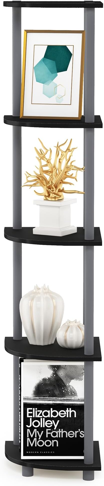 Furinno TURN-N-TUBE Corner Shelf, 5-Tier Corner Bookshelf, Open Storage Shelves - Image 6
